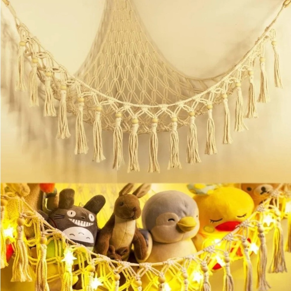 Macrame Boho Stuffed Animal Toy Net Hammock